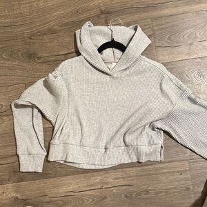 Alo Yoga Muse Ribbed Hoodie – dove Grey – Size XS